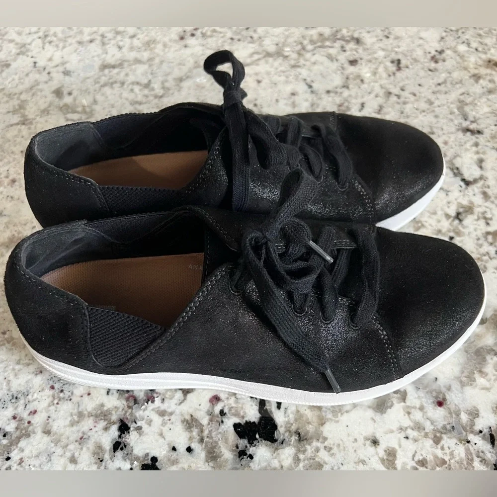 Womens Fitflop Sneakers Lace Up Valentia Metallic Black Shoes AB4-001 - Picture 6 of 13